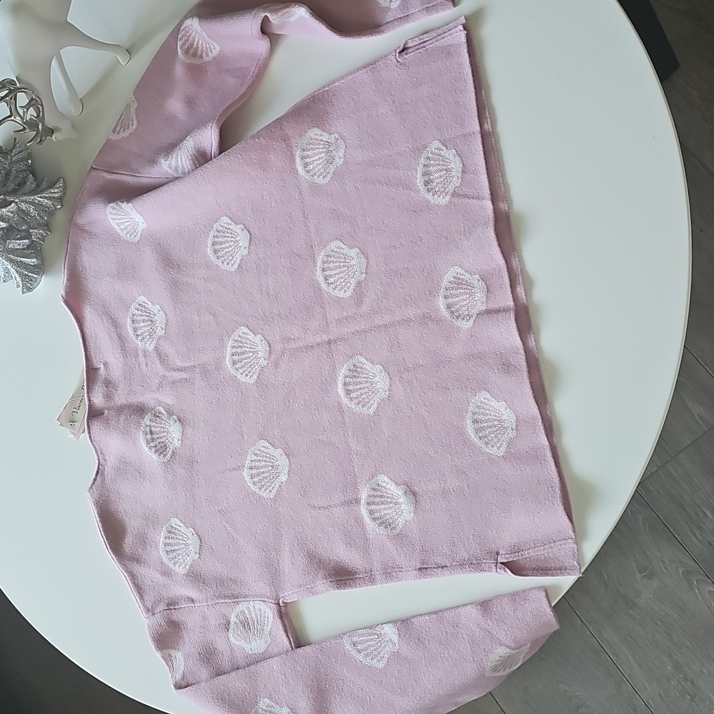 Philosophy Soft Pink Knit Long Sleeve Shell Print Top - Picture 5 of 5
